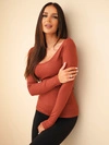 A blouse women's made of cotton with viscose addition with long sleeve russet