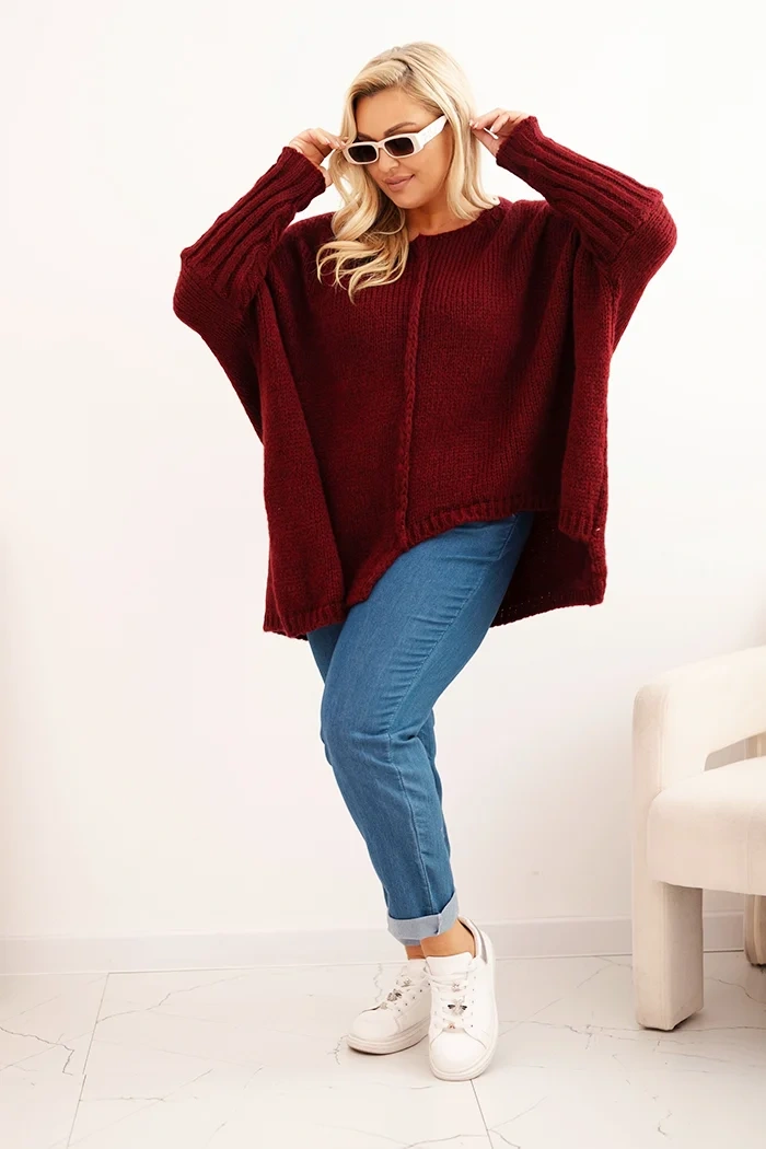Dámsky sveter Plus Size z akrylom s voľným strihom a rukávom 3/4 fango