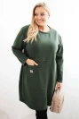 Dámské šaty Plus Size máslo s kapsou a rukávem 3/4 khaki