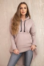 Isoliertes Sweatshirt mit langem Rücken und Kapuze dunkelbeige