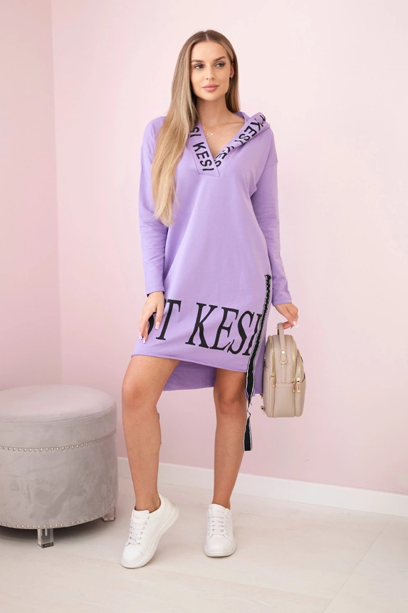 Kleid mit Kapuze und Druck lila