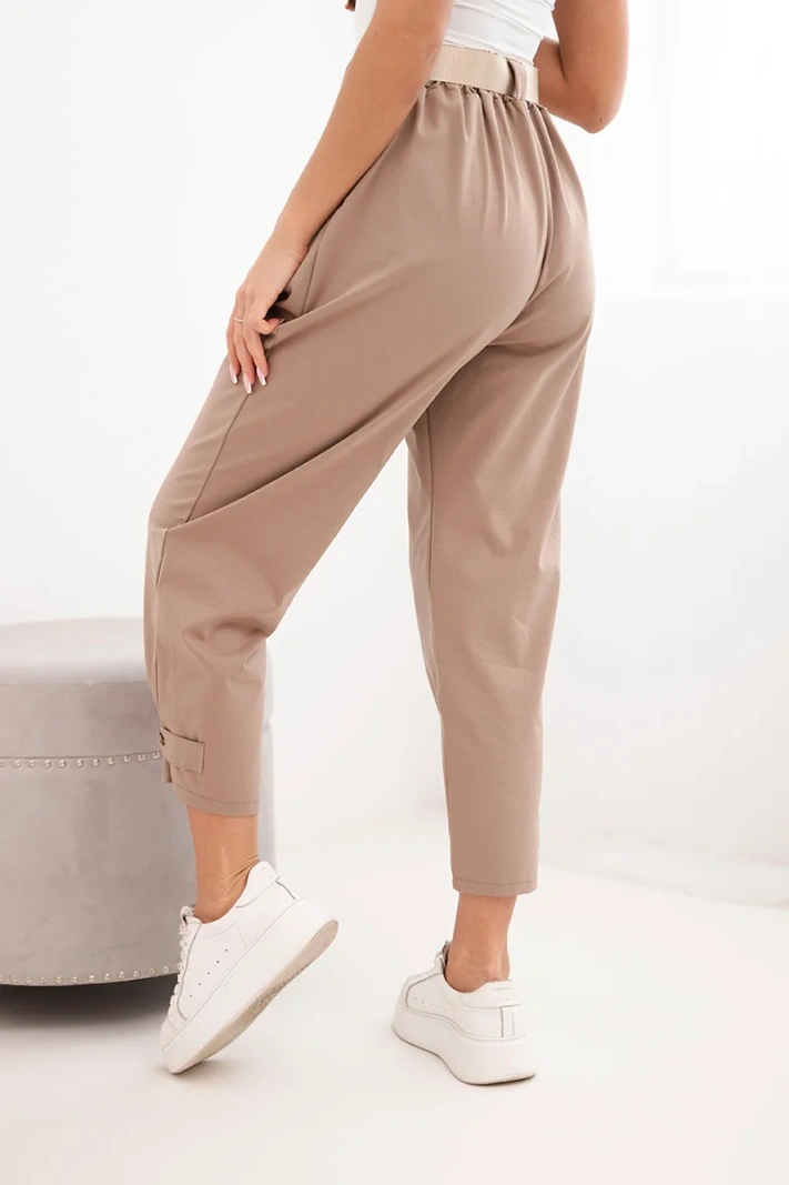 Nohavice Summer Punto so zapínaním na nohaviciach camelové