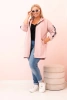 Bluza damska Plus Size z wiskozą rozpinana z kapturem pudrowy róż