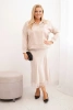 Damen Komplett Plus Size mit satinierter Oberfläche und Spitze beige