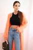 Women's cardigan with wool in colorful stripes pink