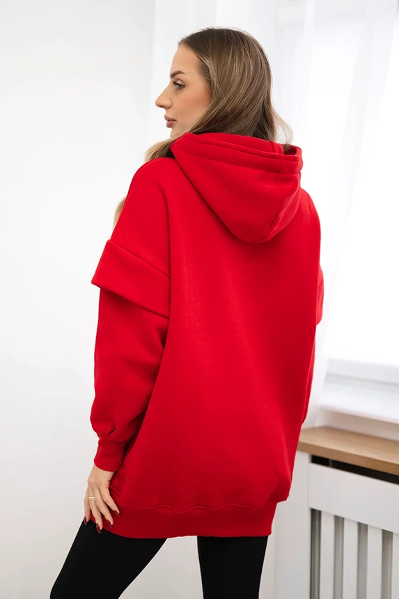 Warm-up Sweatshirt mit halbem Reißverschluss rot