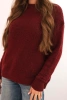 Women's sweater with wool, long sleeves and a round neckline maroon