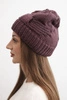 Women's winter hat acrylic with decorative weave K462 dark purple