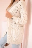 Damen-Cardigan mit Taschen aus Lochstrick beige
