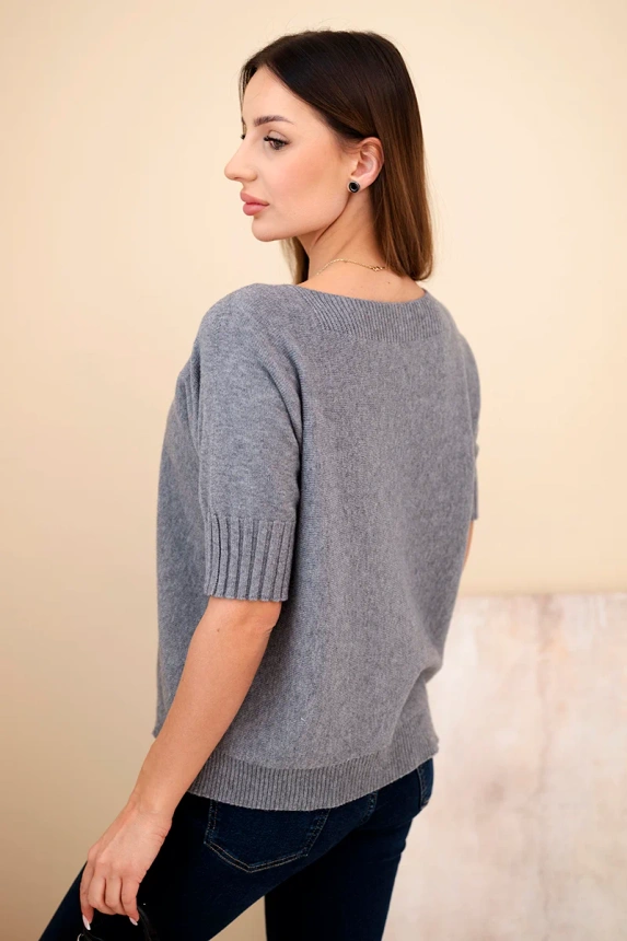 Damenpullover aus Viskose mit kurzen Ärmeln grau