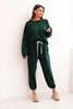 Women's set with a loose sweatshirt and pants with the word LOVE dark green