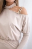 Dress with decoration on the shoulder beige
