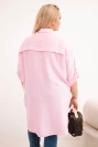 Koszula damska Plus Size z wiskozy z dłuższym tyłem cukierkowy róż