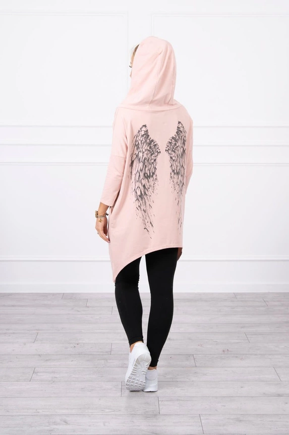 Sweatshirt with a print of wings powdered pink