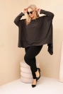 Dámska tunika Plus Size z bavlny s asymetrickým spodkom hnedá