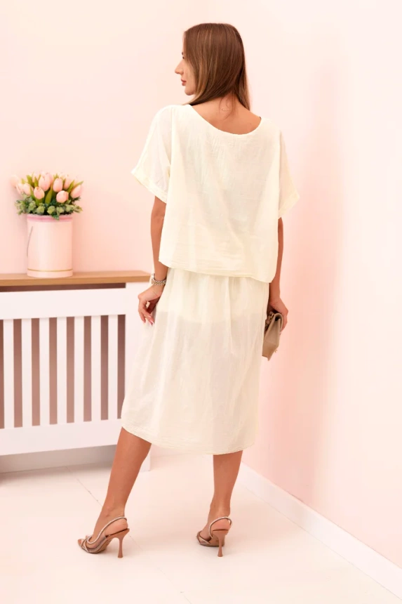 Women's cotton dress with a loose fit yellow