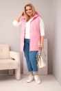 Moteriška Plus Size liemenė su kapišonu ir gėlėta siuvinėjimu šviesiai rožinė