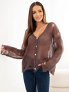 Damenpullover aus 70% Kid-Mohair mit Knöpfen und Used-Effekt braun