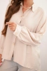 Elegant women's viscose shirt with decorative buttons beige