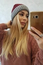 Bojana Fleecemütze K265 dunkelgrau+kastanienbraun+hellgrau