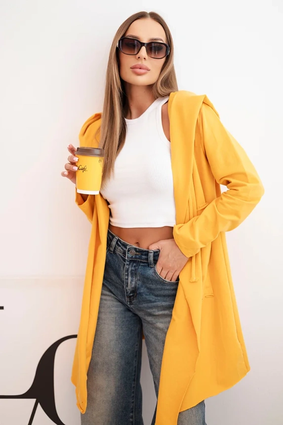 Cape with a loose hood mustard