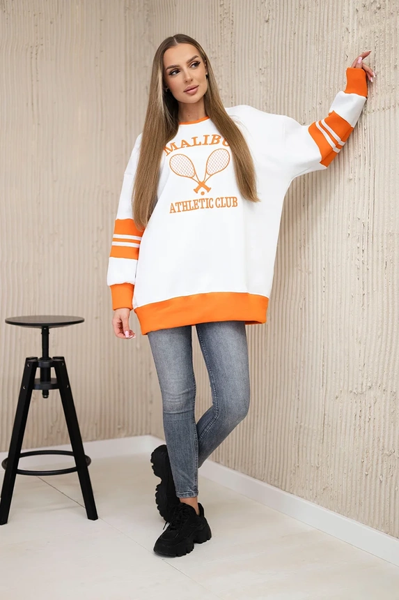 Malibu insulated sweatshirt white + orange