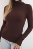 Women's viscose sweater with a turtleneck and long sleeves brown