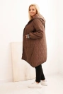 Damenjacke Plus Size gesteppte mit Kapuze und sportlichen Bündchen schokoladenbraun