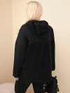 Plus Size women's cotton hoodie with buttons black