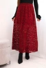 Spódnica damska z koronką i podszewką bordowa