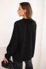Women's viscose blouse with a V-neck and tie at the sleeves black