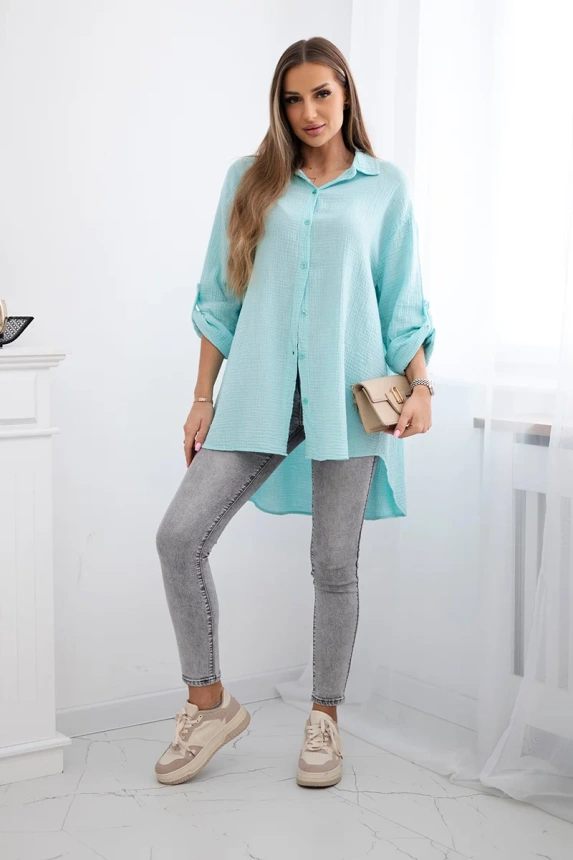 Cotton muslin shirt mint
