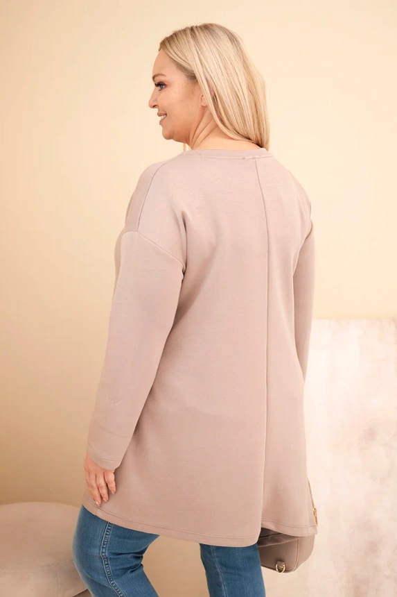 Damenkleid Plus Size aus Viskose mit lockerem Schnitt und langen Ärmeln fango