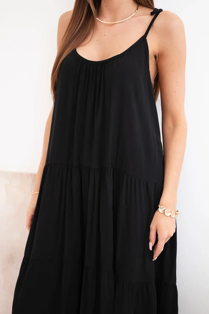Women's viscose dress with tie straps black