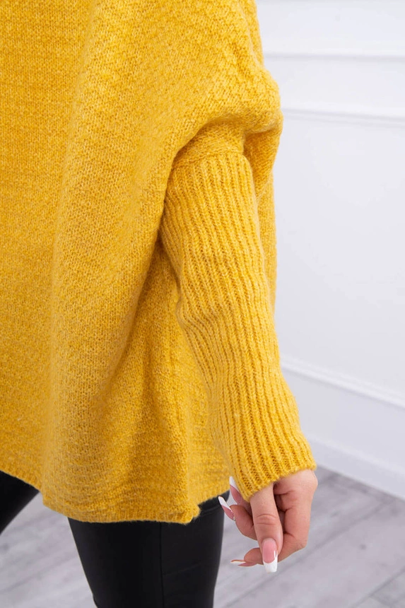 Kapuzenpulli mit Fledermausärmeln senf