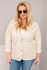 Women's Plus Size quilted floral jacket with collar and pockets beige