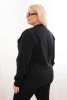 Women's Plus Size looped cotton basic sweatshirt with a round neckline black