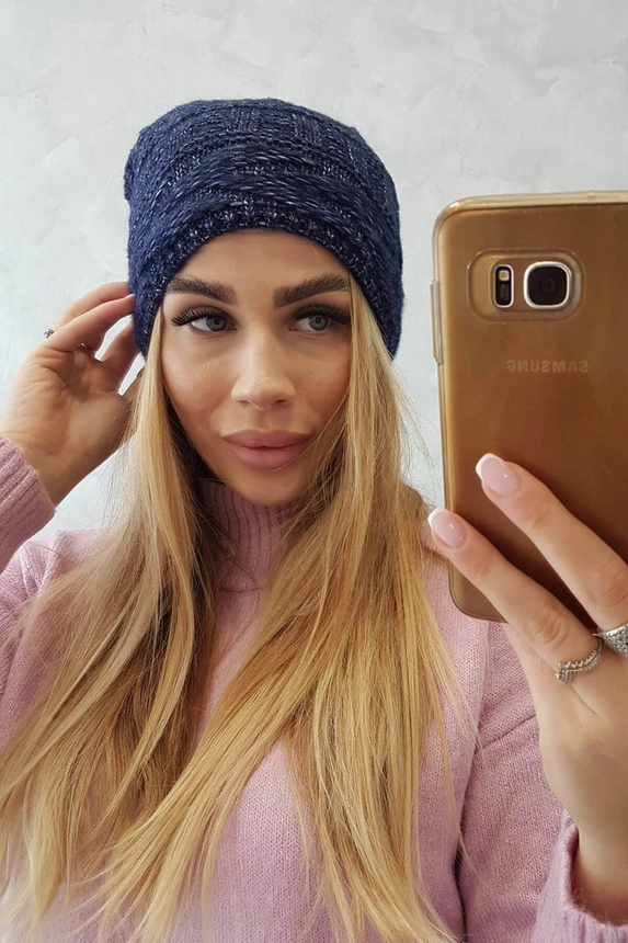 Fleecová čepice Edyta K298 navy blue