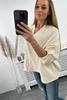 Muslin blouse with rolled-up sleeves light biege