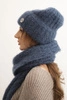 Women's set hat and long scarf made of soft yarn denim