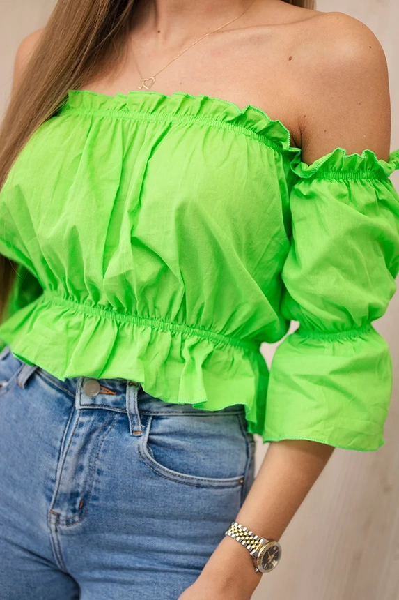 Hellgrüne Paillettenbluse