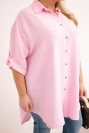 Damenbluse Plus Size aus Viskose mit längerem Rücken zuckersüß rosa