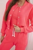 Drei-teiliger Damen-Baumwoll-Set mit Hoodie, Top und Jogginghose neonrosa