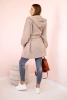 Wärmende Jacke mit Taillenbinde dunkelbeige