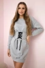 Insulated dress with a decorative belt gray