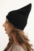 Women's ribbed cap with decorative button made of viscose and modal black