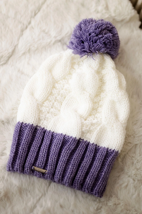 Cap with fleece Paris K212 white+purple
