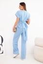 Women's buttery set with a short-sleeve top and wide-leg trousers blue