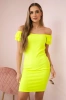 Gestreiftes Rüschenkleid gelb neon