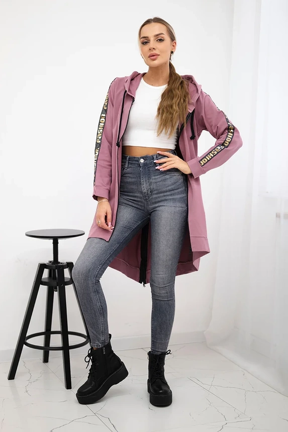 Mikina so zipsom vzadu tmavo ružová